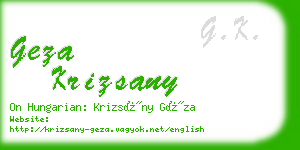 geza krizsany business card